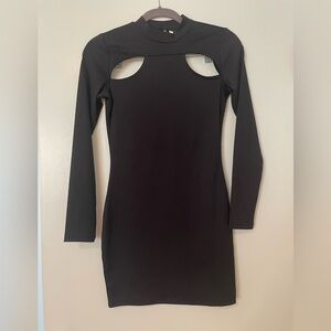H&M Long-Sleeve Black Cut-out mini dress